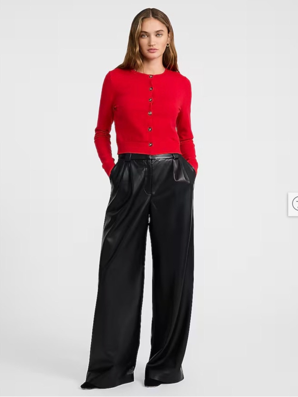 Express Black Faux Leather High Rise Wide Leg Pants Size 4 Long Inseam